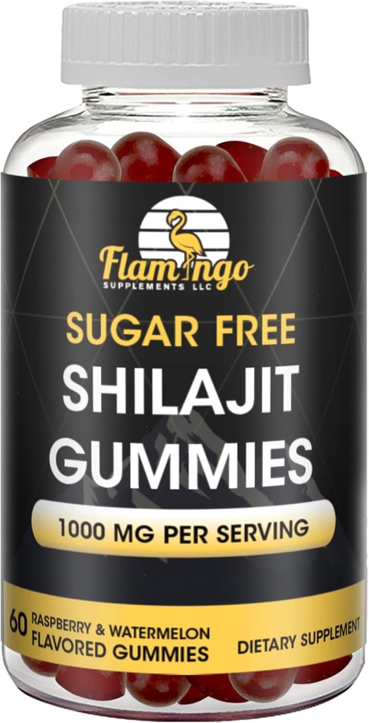 설탕 무료 Shilajit Gummies (1000mg 서빙)- 자연 Himalayan 유기 Fulvic 산 Shilajit 남성과 여성을위한 보충 -60 거미 Chews