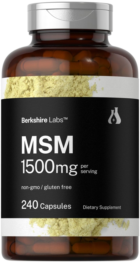 Horbäach MSM 캡슐 1500mg | 240 개 | 비 GMO, 글루텐 프리 보충 | Berkshire Labs