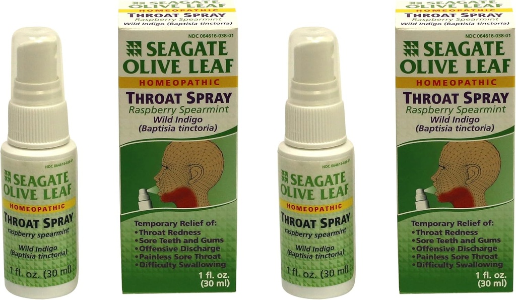 Seagate 제품 Homeopathic 올리브 리프 스로트 스프레이 (팩 2) 1 Ounce Raspberry-Spearmint