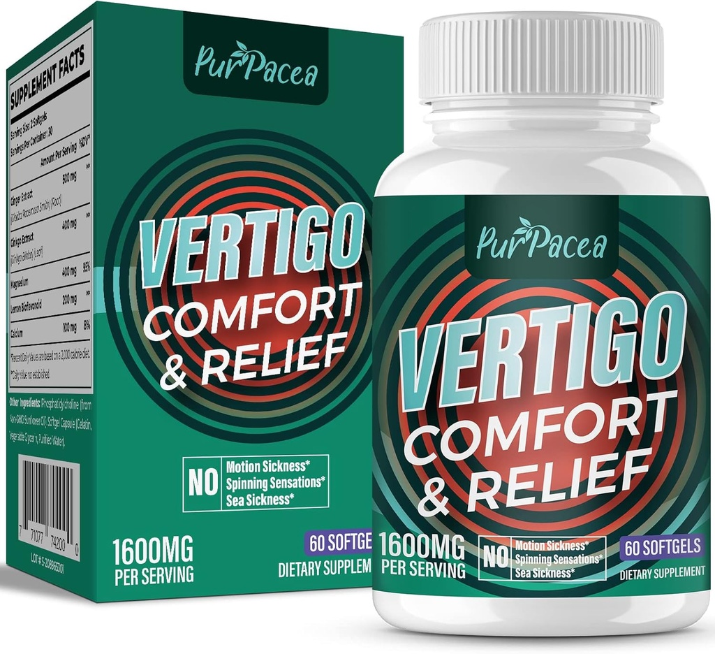 Liposomal Vertigo 보충교재 1600MG의 진보된 흡수 공식, Ginger & Ginkgo Biloba 추출물, 60 Softgels, 30 일 공급을 가진 자연적인 안 귀 균형 보충교재