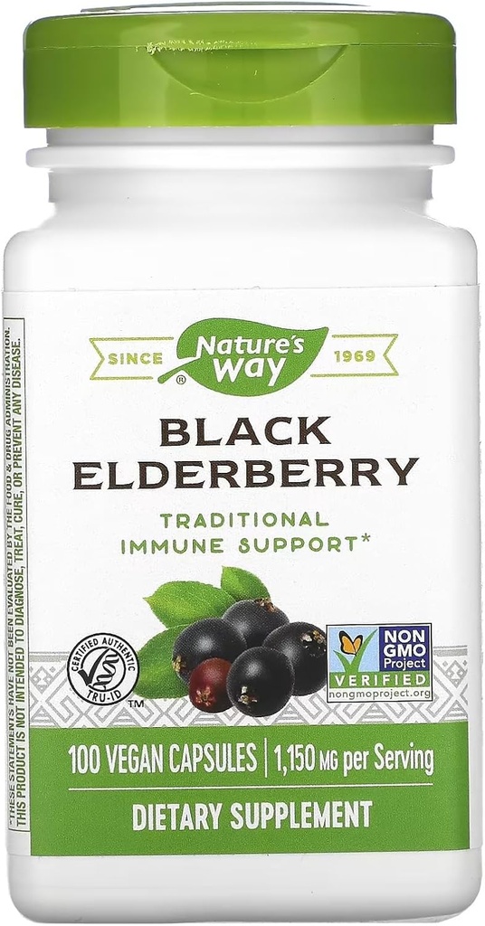 자연의 방법 검정 Elderberry 100 캡슐 팩 3