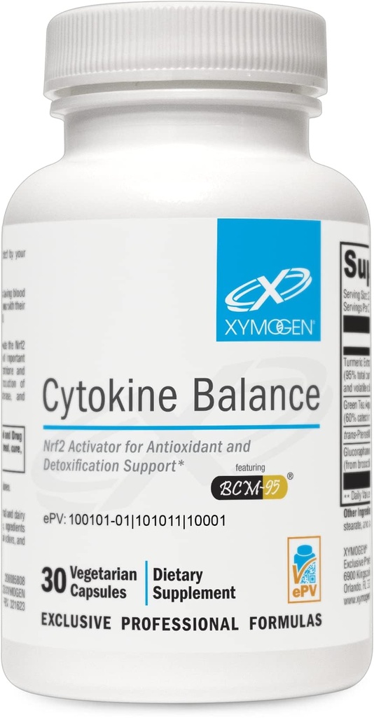 산화 및 해독 지원을위한 XYMOGEN Cytokine 균형 - 녹차 추출물, Trans-Pterostilbene, Turmeric Extract, Glucoraphanin (30 캡슐)