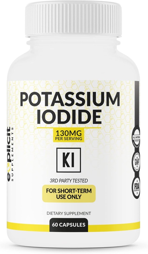 칼륨 Iodide 130mg 복용량 - 30 서빙 - 갑상선 지원 및 방어