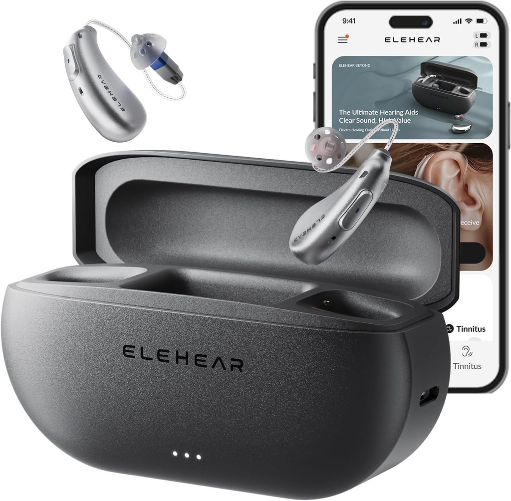 ELEHEAR-Beyond OTC 보청기, AI Powered Speech Enhancement and Tinnitus Masking, 뛰어난 사운드 품질, Bluetooth 5.3를 통해 iOS 또는 Android 장치와 연결성, 수석 및 성인