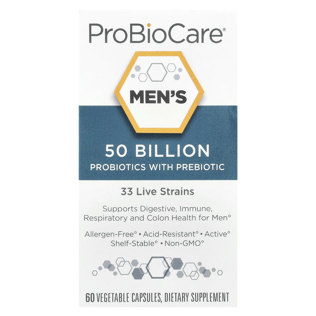 남자를위한 Probiotic - 50 억 CFUs, 소화 건강과 Gut Flora Balance를 지원하며 전반적인 웰빙을 촉진하고 면역 기능을 향상시킵니다 (60 식물성 캡슐)