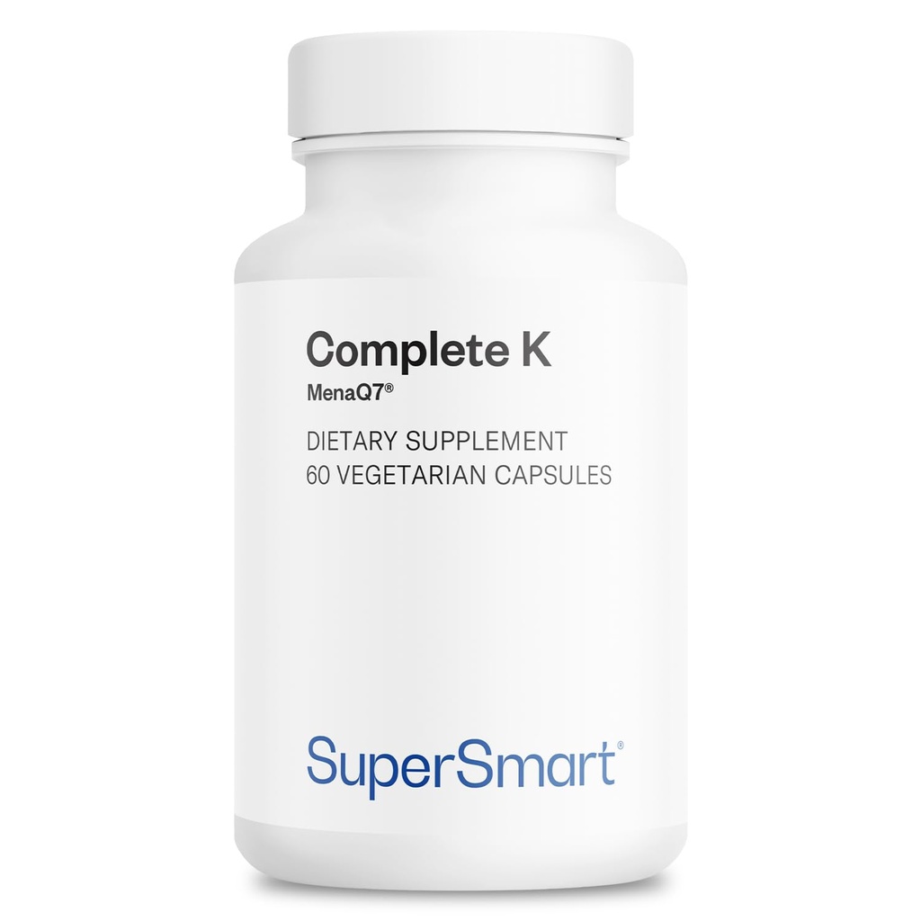 Supersmart - 완전한 K - K1, K2 (MK4 + MK7) - 가득 차있는 스펙트럼 비타민 K 보충교재 | 비 GMO & 글루텐 - 60 채식 캡슐