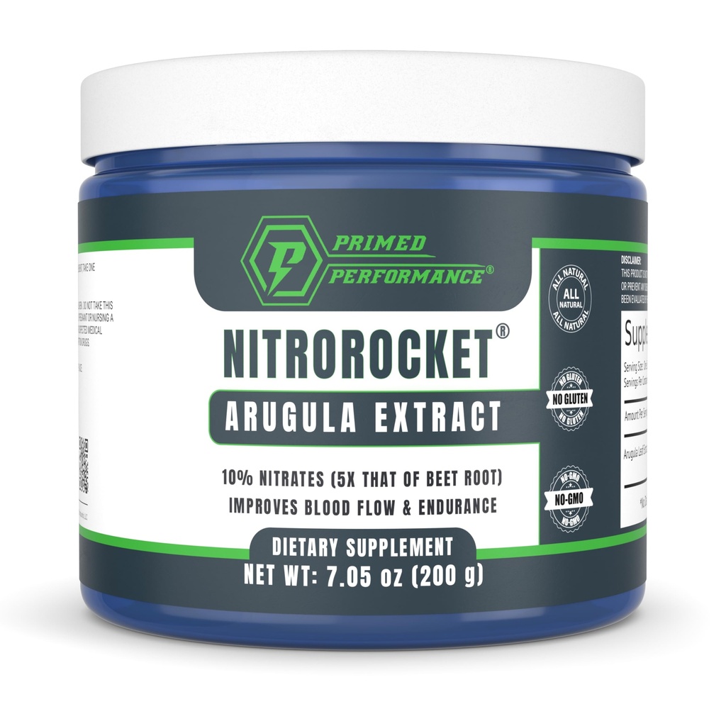 NitroRocket Nitric 산화물 보충교재 – 부스트 순환, 혈액 교류, 내구시간 & 에너지 – 남자 & 여자를 위한 식물 기초를 두는 질 승압기 – 200g 분말
