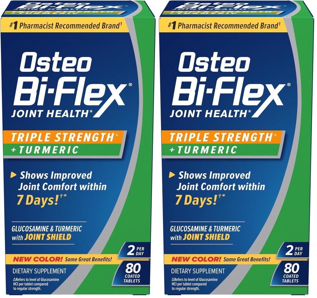 Osteo Bi-Flex Triple Strength Glucosamine for Turmeric, Joint Health Supplement, 코팅 정제, Original Version, 80 Count (Pack of 2)