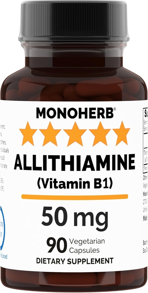 MONOHERB Allithiamine 비타민 B1 캡슐 당 50 mg - 90 채식 캡슐