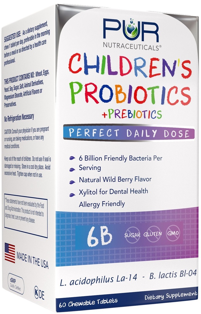 어린이 프로바이오틱스 + 프리바이오틱스 * 6억 CFUs/Serving * 60 Chewable Tablets * 2개월 공급 * Prebiotics Sunfiber® 및 FOS 10X 더 효과적인 * 100 % 모든 자연 * 미국에서 만든