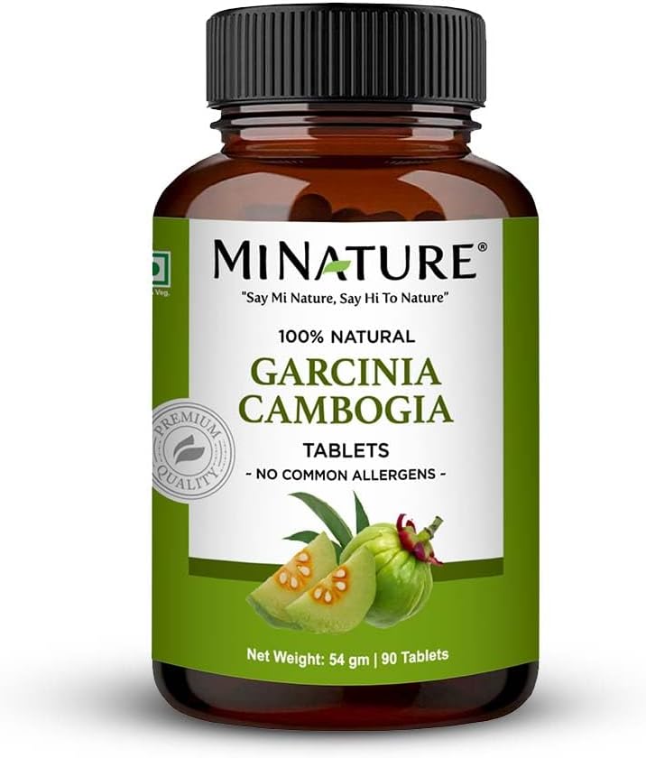 Garcinia Cambogia Tablets by mi Nature | Pure & Natural Garcinia Powder Tablet | Non-GMO, Vegan, 글루텐 프리 |90 Tablet, 45 Days Supply, 500mg | 화학 및 보존