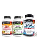 BioSchwartz Daily Fruits and Veggies Supplement for Women and Men (1 개월 공급) 플러스 뼈 강도 미네랄 보충 칼슘과 마그네슘 (1 개월 공급)