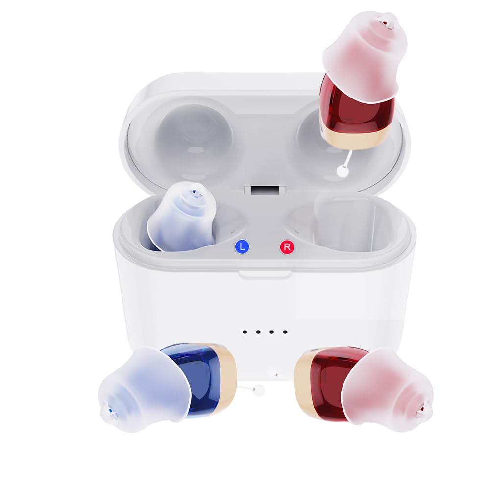 고위, 충전식 보청기 10 채널 Mini Hearing Device with Noise Cancelling Hearing Amplifier for Adults with Charging Case