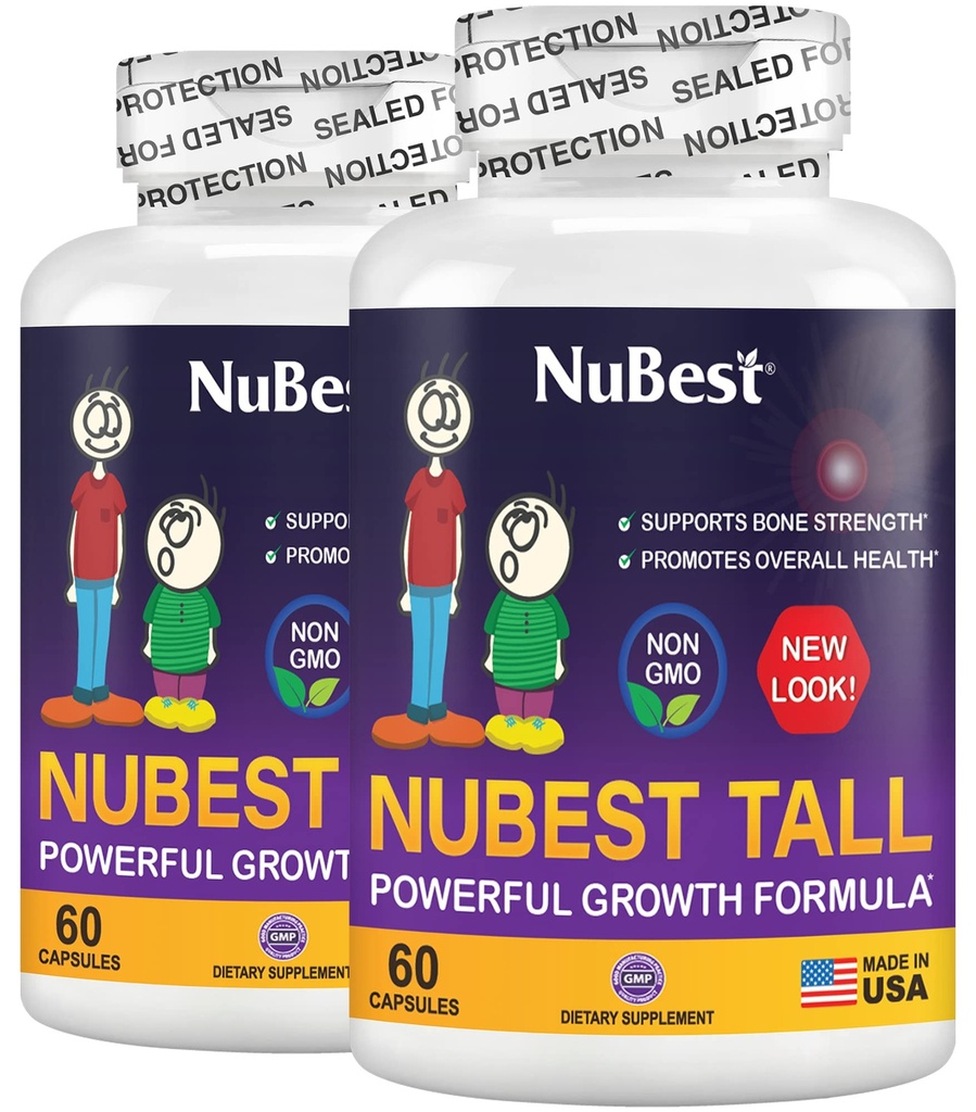 NuBest Tall | 지원 뼈 힘, 뼈 건강, 강화 된 면역 및 전체 바디 웰니스 칼슘, 콜라겐, 및 허브 5 + & 청소년|팩 2 | 2 개월 공급
