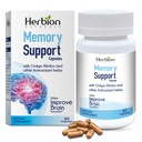HERBION Naturals Memory Support Capsules, Helps Improve Brain Function & Absent Mindedness, Ginkgo Biloba와 건강한 무드 레벨 유지, 성인, 60 카운트, 1 팩