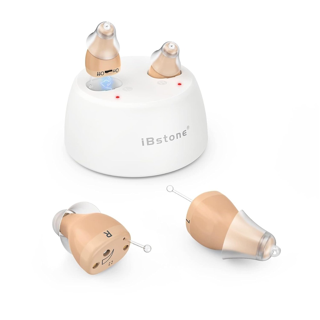 iBstone K19 보청기, 충전식 보청기는 노인 성인, Mini Completely-in-Canal Digital Hearing 장치, 소음 취소, OTC, 쌍을 지원