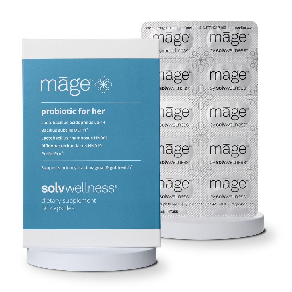 Solv Wellness Probiotic for Her, Daily Women 's Prebiotic and Probiotics Blend Nutritional Supplements for Digestive, Vaginal PH Balance, Urinary Tract Health Support, 30 캡슐
