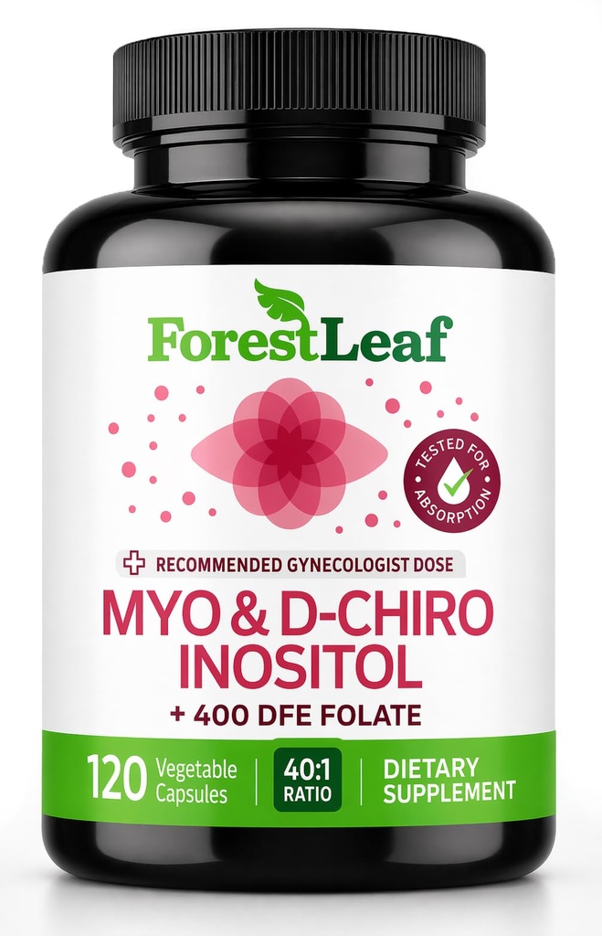Myo-Inositol & D-Chiro Inositol 여성 건강에 대 한 보충 | 불임 보충 여자 | Inositol 40:1 비율 지원 Ovarian 기능 & 건강한 호르몬 균형 여자 | 2050mg | 120 분말 모자