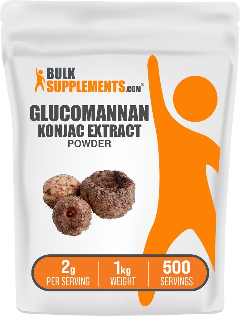 BulkSupplements.com Glucomannan 분말 - Konjac 뿌리 추출물 분말, Glucomannan 보충제 - 글루텐 무료, 서빙 당 2g, 1kg (2.2 파운드) (팩 1)