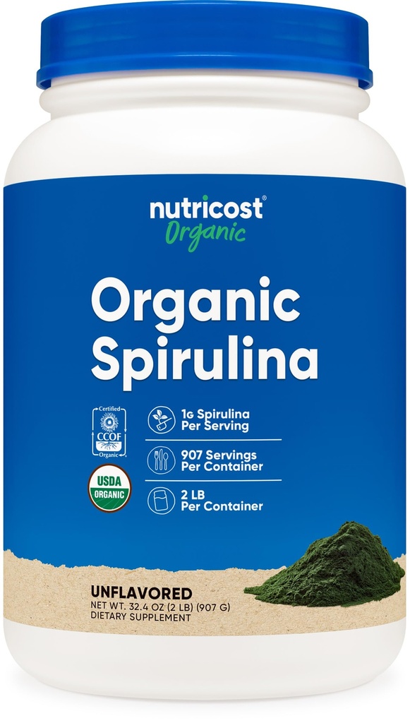 Nutricost 유기 Spirulina 분말 2 LB - 순수한, 증명된 유기 Spirulina
