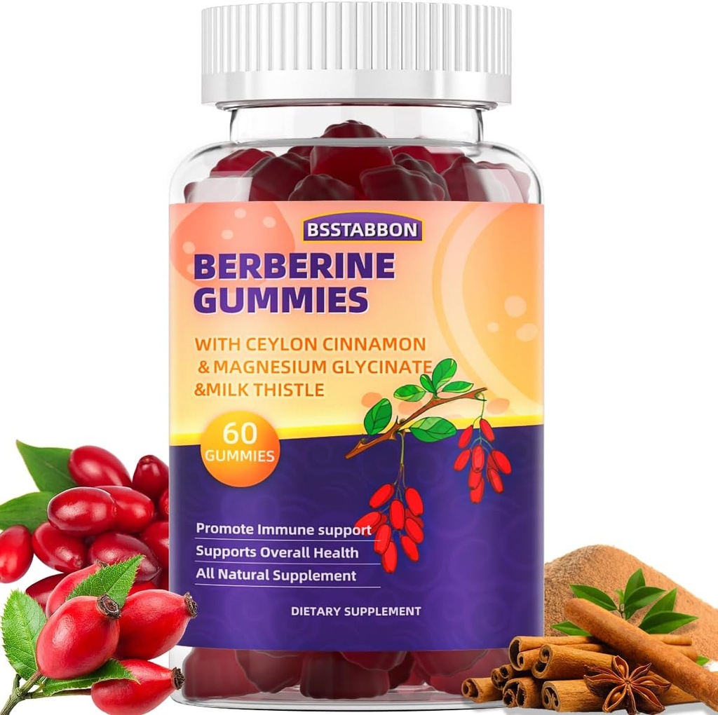 Berberine HCL, Ceylon Cinnamon, Magnesium Glycinate Immune 시스템 지원 남성과 여성 60Gummies