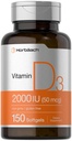 Horbaach 비타민 D3 2000IU Softgels | 150 개 | 50mcg Cholecalciferol | 비 GMO 및 글루텐 무료 보충
