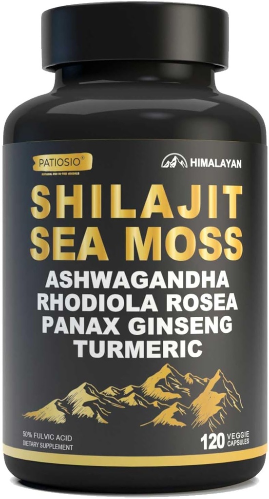 남자를 위한 Shilajit 캡슐 - 50% Fulvic 산, 85+ 추적 무기물 순수한 Himalayan의 바다 Moss를 가진 Shilajit 수지 추출물, Ashwagandha를 위한 에너지, stamina -120의 캡슐