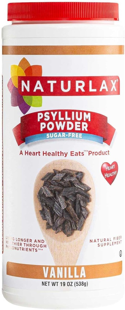 Sugar-Free Psyllium Husk 섬유 분말, 바닐라 맛 19 oz