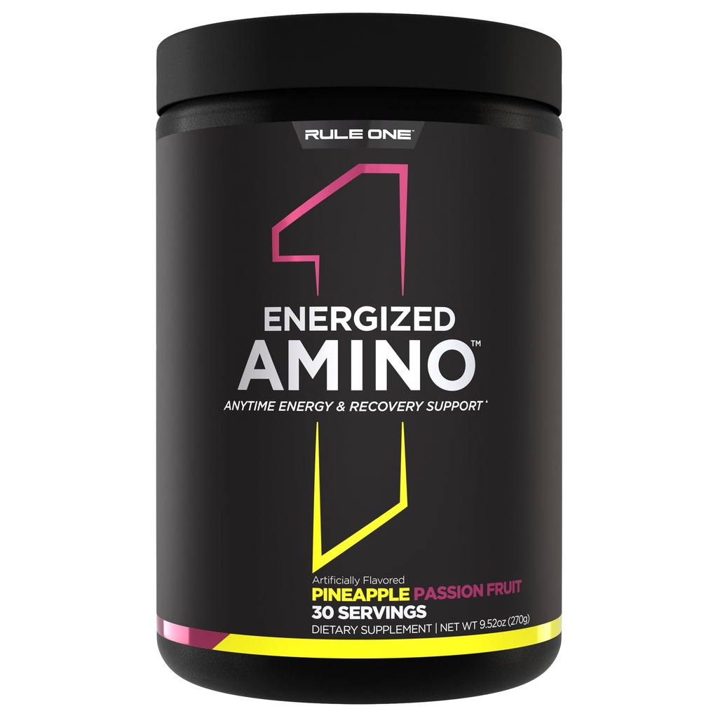 규정 1 Proteins Energized Amino - BCAAs, 글루타민, Citrulline, Beta Alanine, Green Coffee & Tea Leaf Extracts (30 서빙, 파인애플 Passionfruit)의 카페인