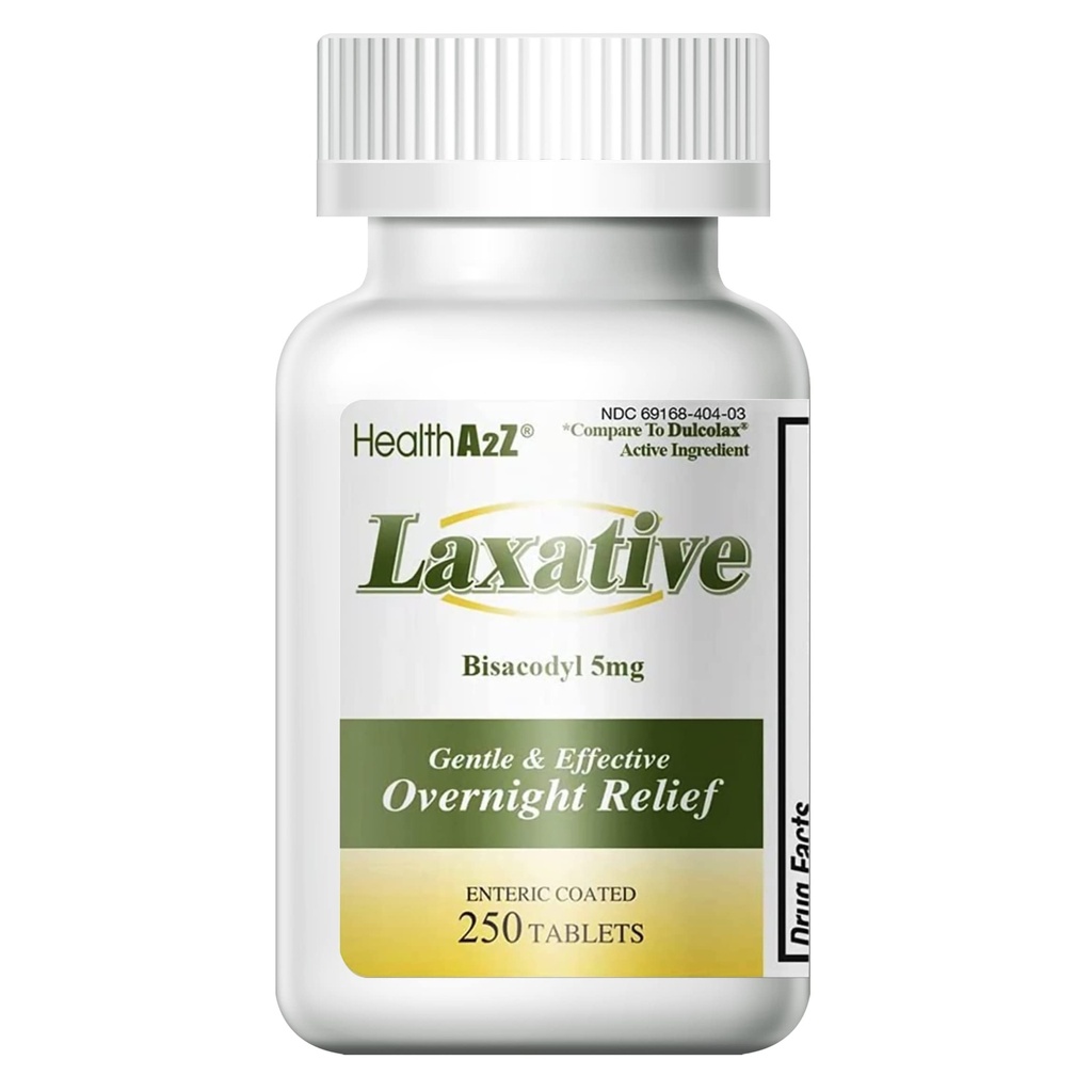HealthA2Z Laxative Bisacodyl 5mg | 250 개 | 변비를 위한 Gentle and Fast Overnight Relief