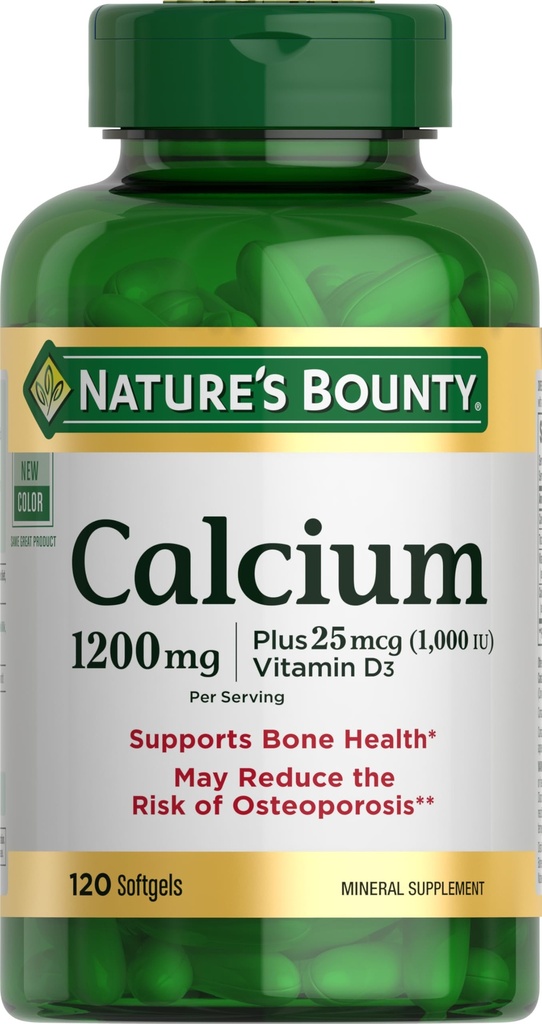 자연의 Bounty 칼슘 1200 mg 1000 IU 비타민 D3 - 뼈 건강 Softgels, 칼슘 및 비타민 D 보충, 글루텐 무료, 일 당 2 Softgels, 120 ct (팩 1)