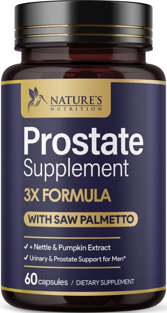 남자 1000mg에 대 한 전립선 건강 보조 식품 - 톱 Palmetto 혼합 스팅 Nettle Root & Pumpkin Seed Support Complex와 함께 3X 강도 - 욕실 여행 전립선 및 유린 건강 지원 - 60 캡슐