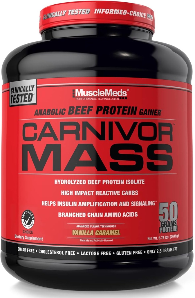 MuscleMeds Carnivor 질량 다이어트 보충교재, 바닐라 Caramel, 5.78 파운드 (002658)