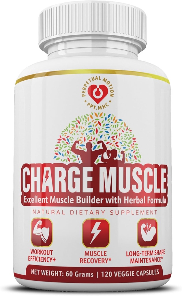 Natural Herbal Muscle Builder – 포스트 운동 회복, 근육 강도, 수면 및 주름 완화를위한 BCAA가있는 7-in-1 공장 기반 공식 | 남성, 여성 및 노인을위한 일일 지원 | 120 캡슐