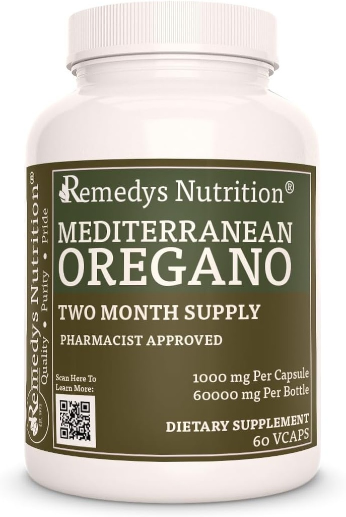 Remedy의 영양 지중해 Oregano | 1,000 mg, 60 Vegan 캡슐 초본 다이어트 보충 | 2 개월 공급