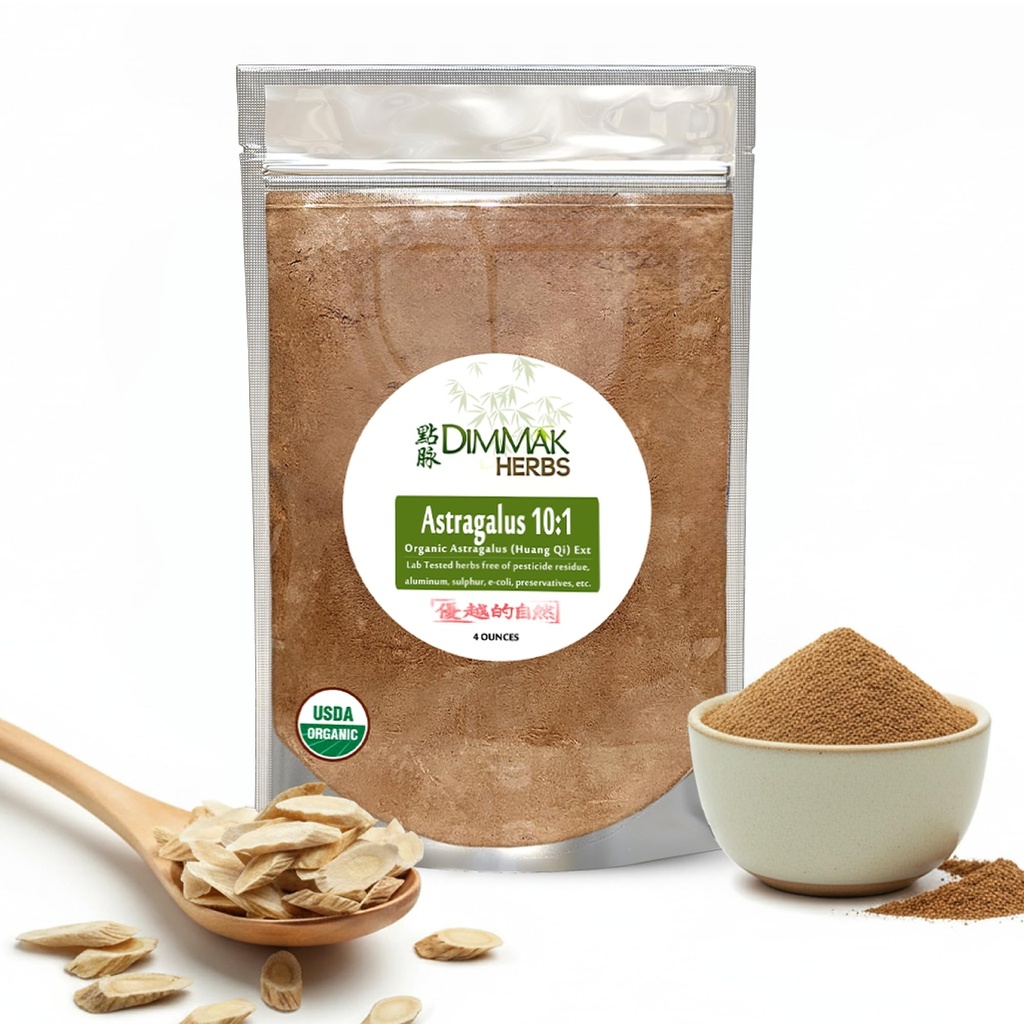 유기 Astragalus 10:1 추출물 분말 | 황 Qi 농축 과립 | 실험실 테스트, USDA 유기 4oz / 112g Dimmak 허브