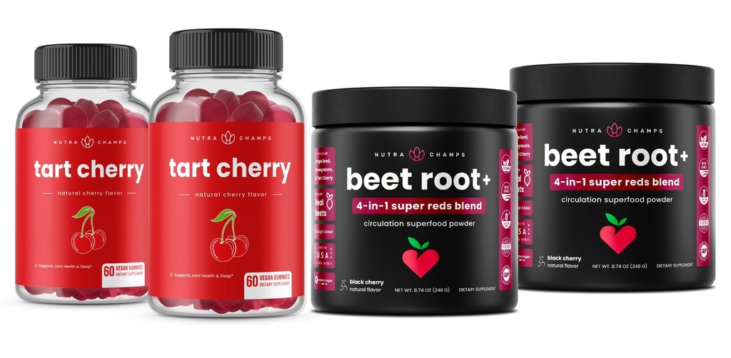 NutraChamps Tart Cherry Gummies & Beet 뿌리 분말