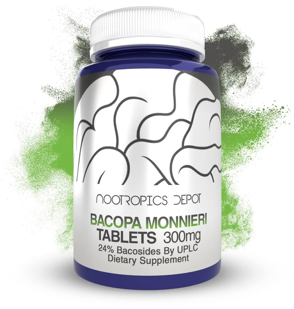 Bacopa monnieri 추출물 정제 | 240 Count | 최소 24% Bacoside | May Help Support Cognitive Function | May Help Support 스트레스 관리