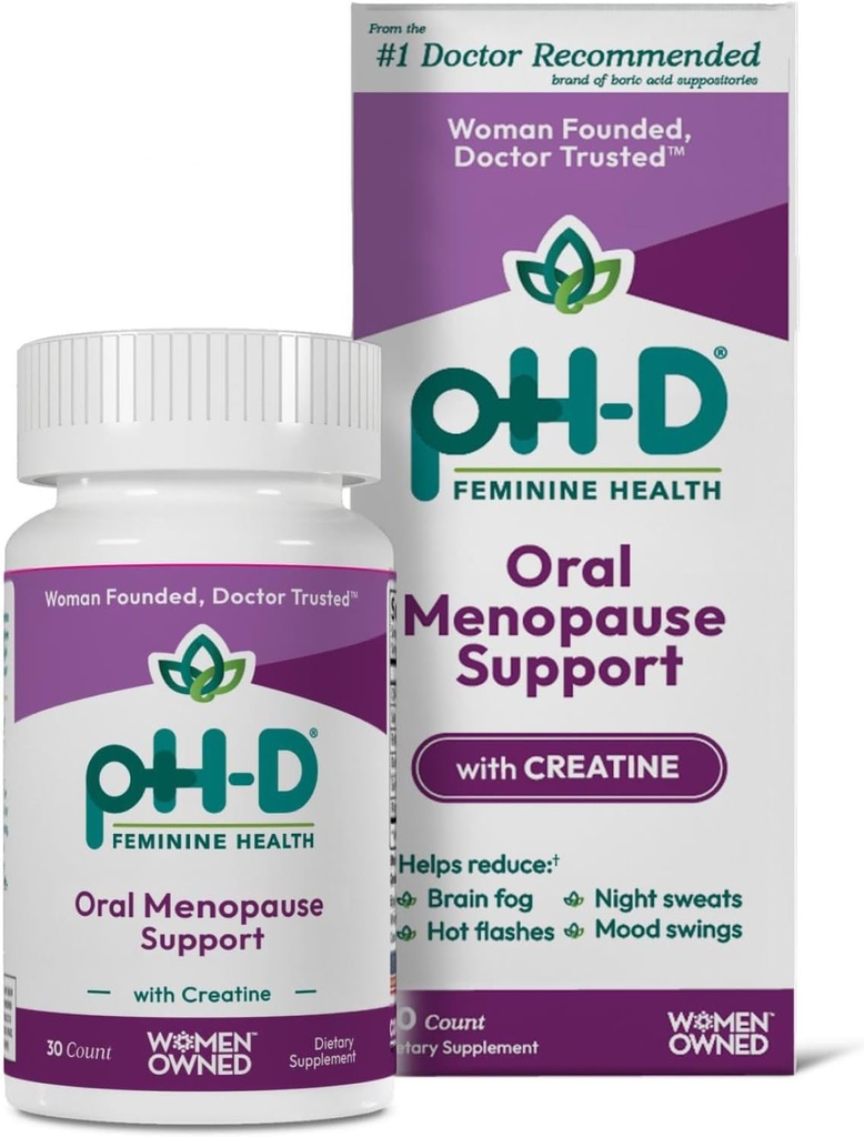 PH-D Feminine 건강 지원 - 전체적인 폐경 지원 - CON-CRET 집중된 Creatine, Sage, Rhodiola 및 까만 Cohosh - 30 조사를 가진 구두 보충교재