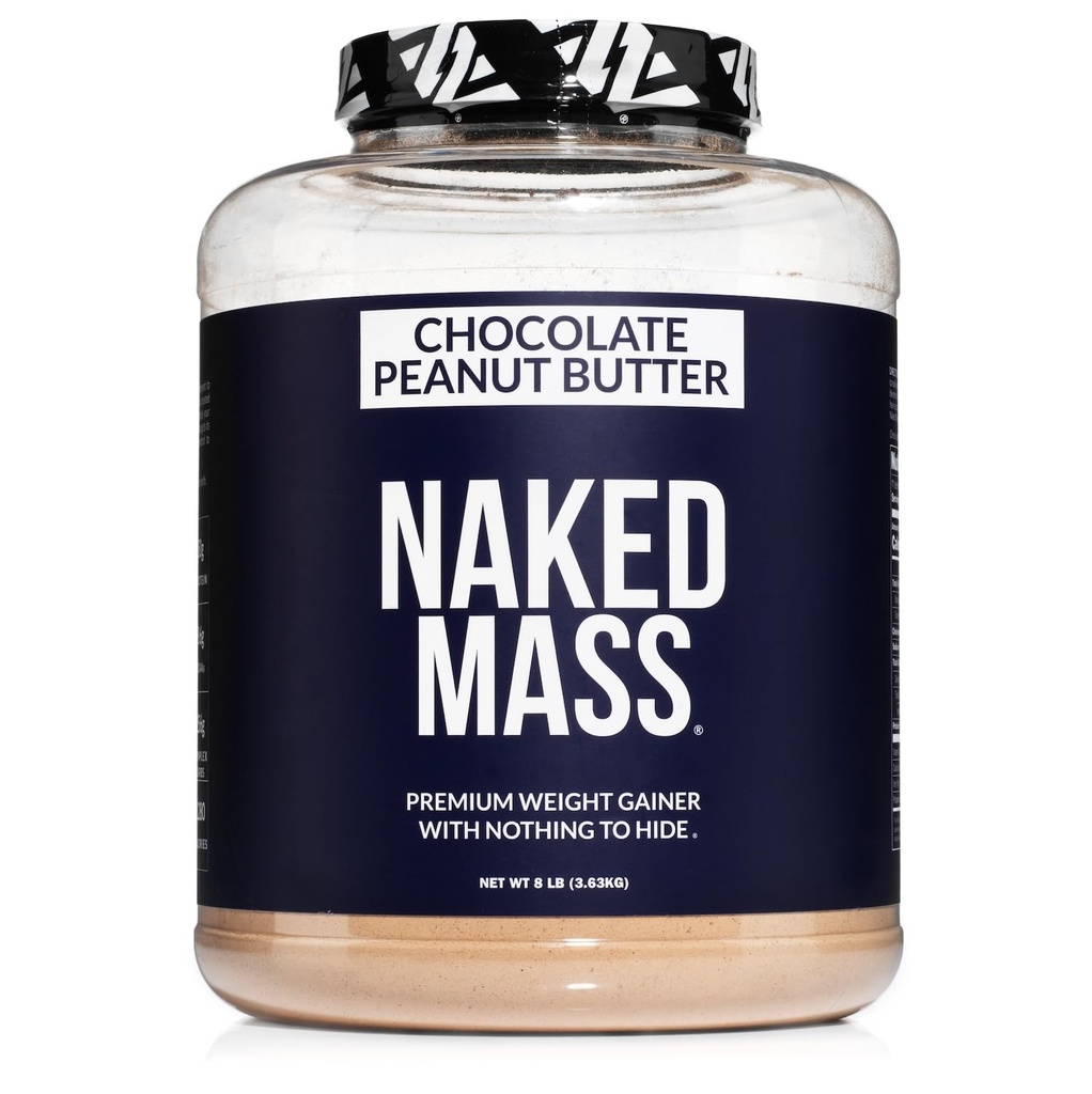 NAKED 초콜릿 땅콩 버터 질량 - 1,280 칼로리, 50G 단백질, 인공 없음. 모든 천연 체중 게인 단백질 분말 - 8Lb 대량, GMO 무료, 글루텐 무료 & Soy 무료