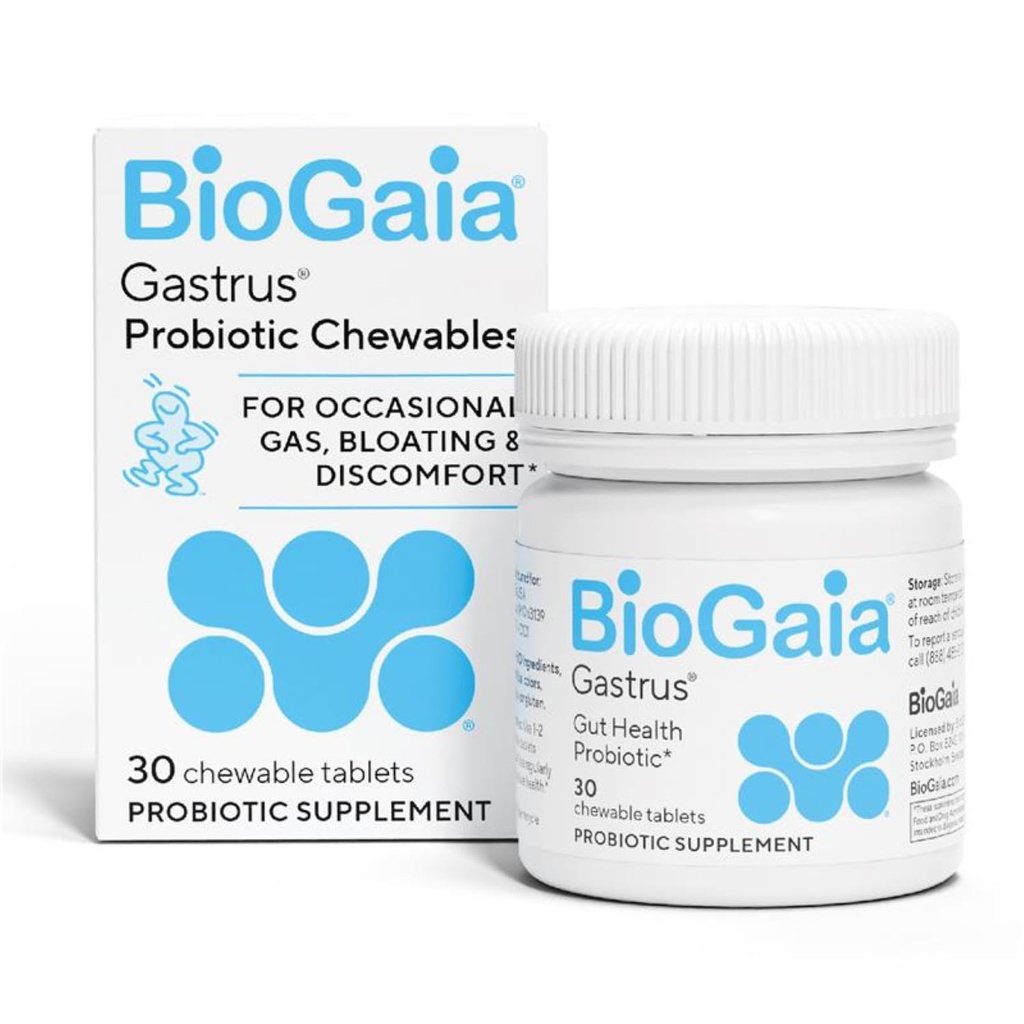 BioGaia Gastrus Gut Health Probiotic | Eases Abdominal Discomfort, Gas & Bloating | 정기적 및 건강한 Gut 촉진 | 균형 잡힌 Microbiome에 기여 | 연구 30년
