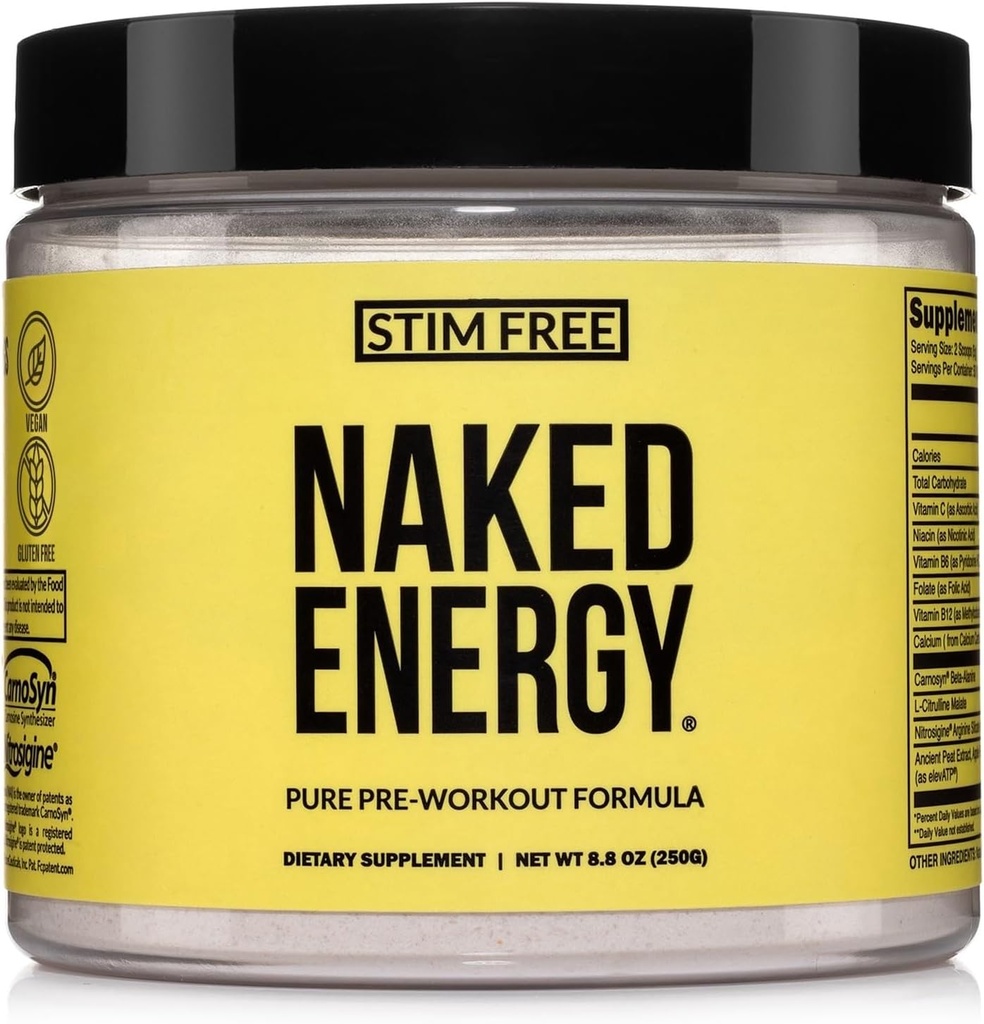 NAKED 에너지 – Stim Free Pre Workout Caffeine Free, 남성과 여성, Vegan Friendly, 아니 인공 감미료, 색상 또는 맛 – 50 서빙