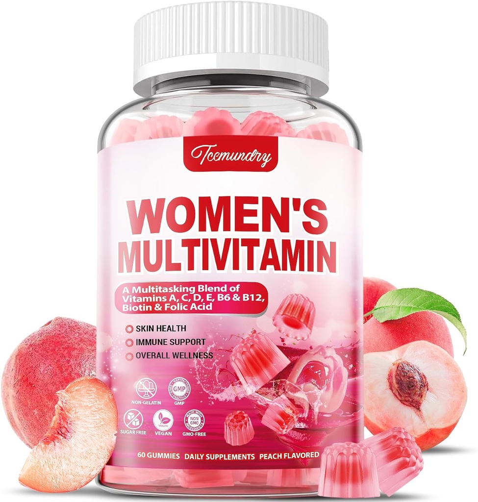 여성 Multivitamin Gummies - 비타민 A, C, D, E, Niacin, Folate, B6 & B12, 철, 칼슘, 아연을 가진 여성을 위한 설탕 자유로운 Multivitamin - 피부, 머리, 에너지 & 면역