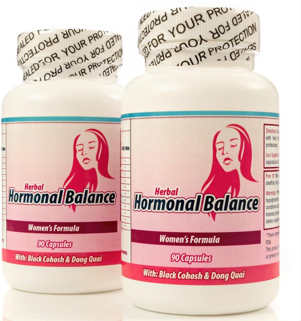 균형 Hormonal. Suplemento 자연적인 파라 balancear las 호르몬 femeninas. de 2 frascos con 90 capsulas CADA uno를 설정합니다. 트라타미엔토 파라 3 메스. 100% 천연
