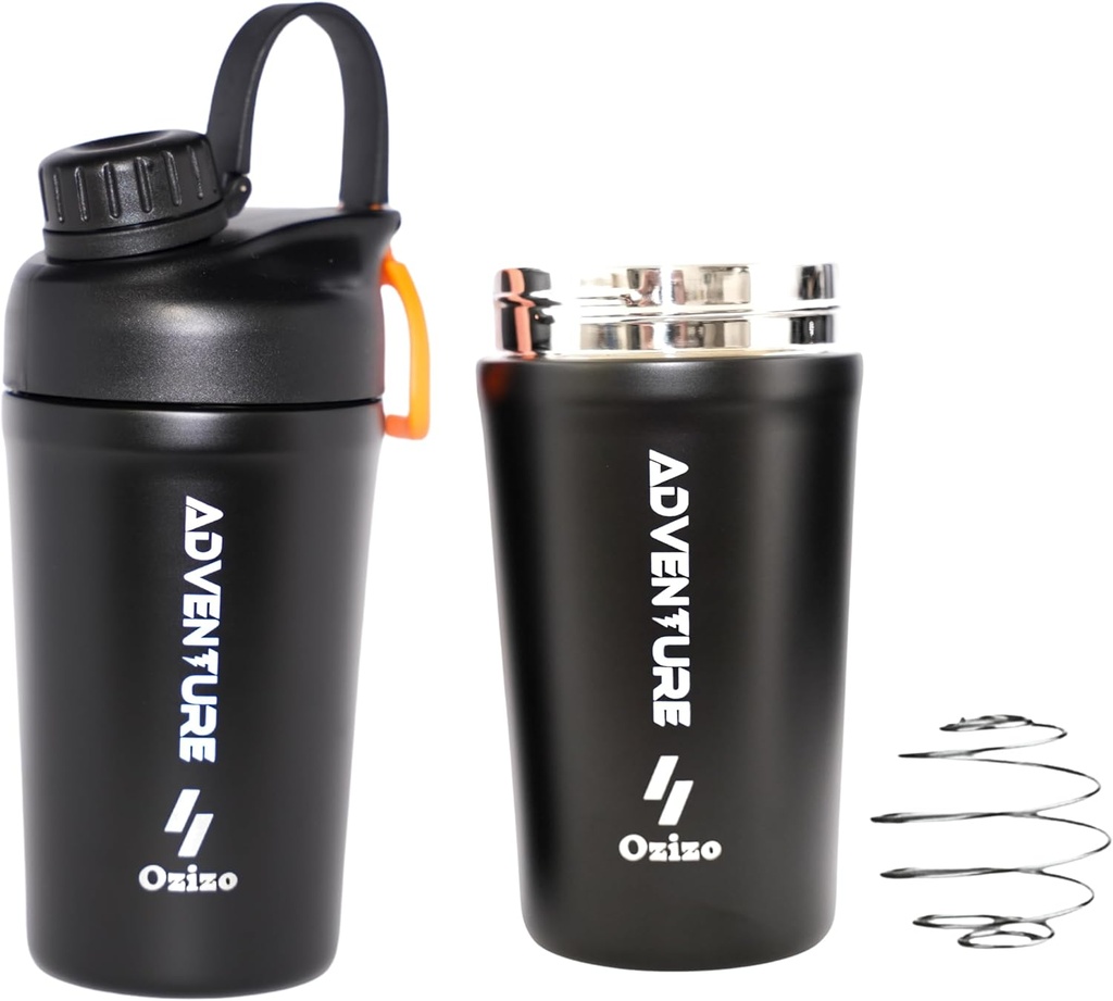 Ozizo Protein Mixing Cup for Protein Mixes - 20 Ounces 스테인레스 스틸 단백질 셰이커 병, 절연, 누출 방지, 냄새 방지, 남성, 여성, 소년, 소녀, 핫 및 냉 음료 용 작은 귀여운 체육관 믹서