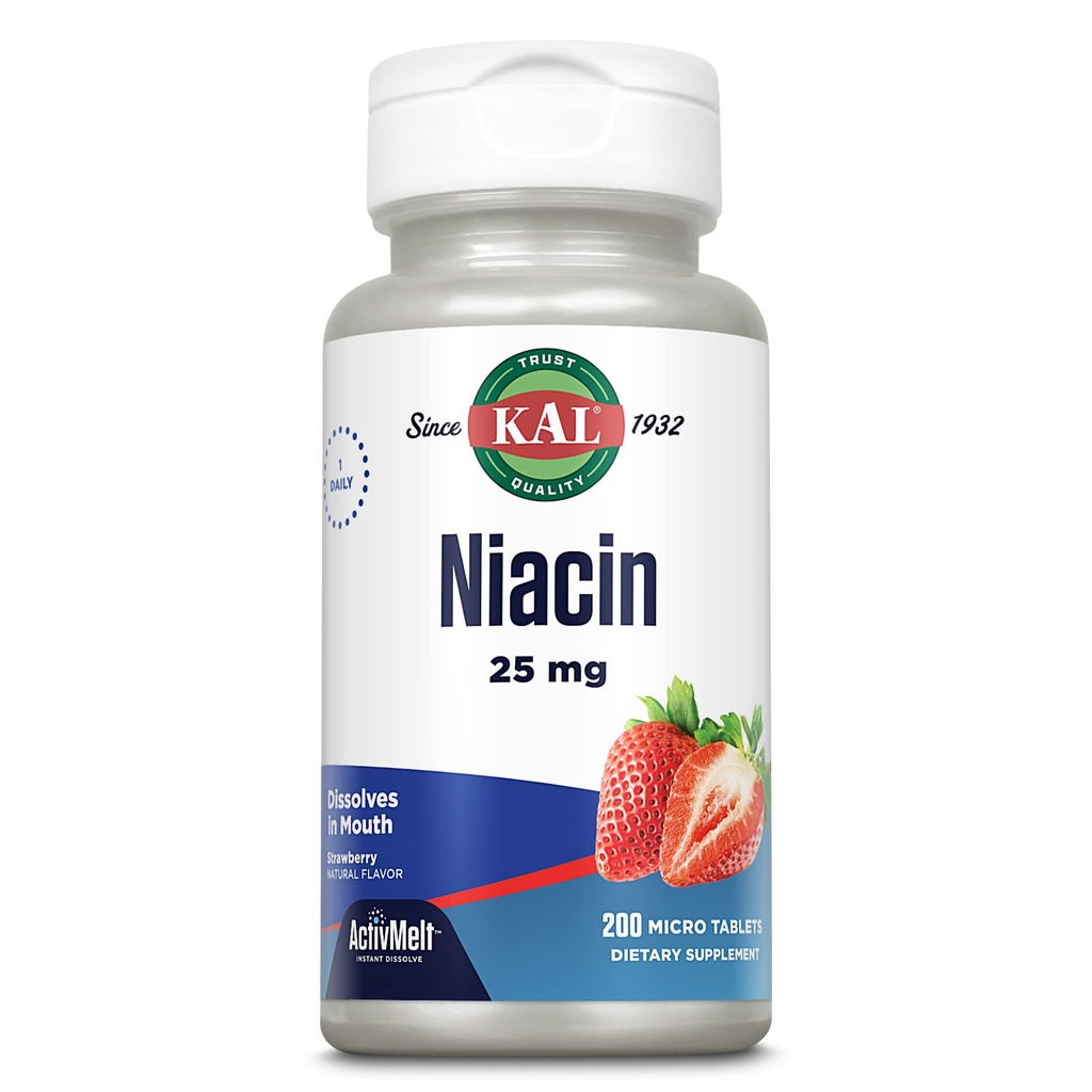 Kal 25 Mg Niacin 정제, 딸기, 200 조사