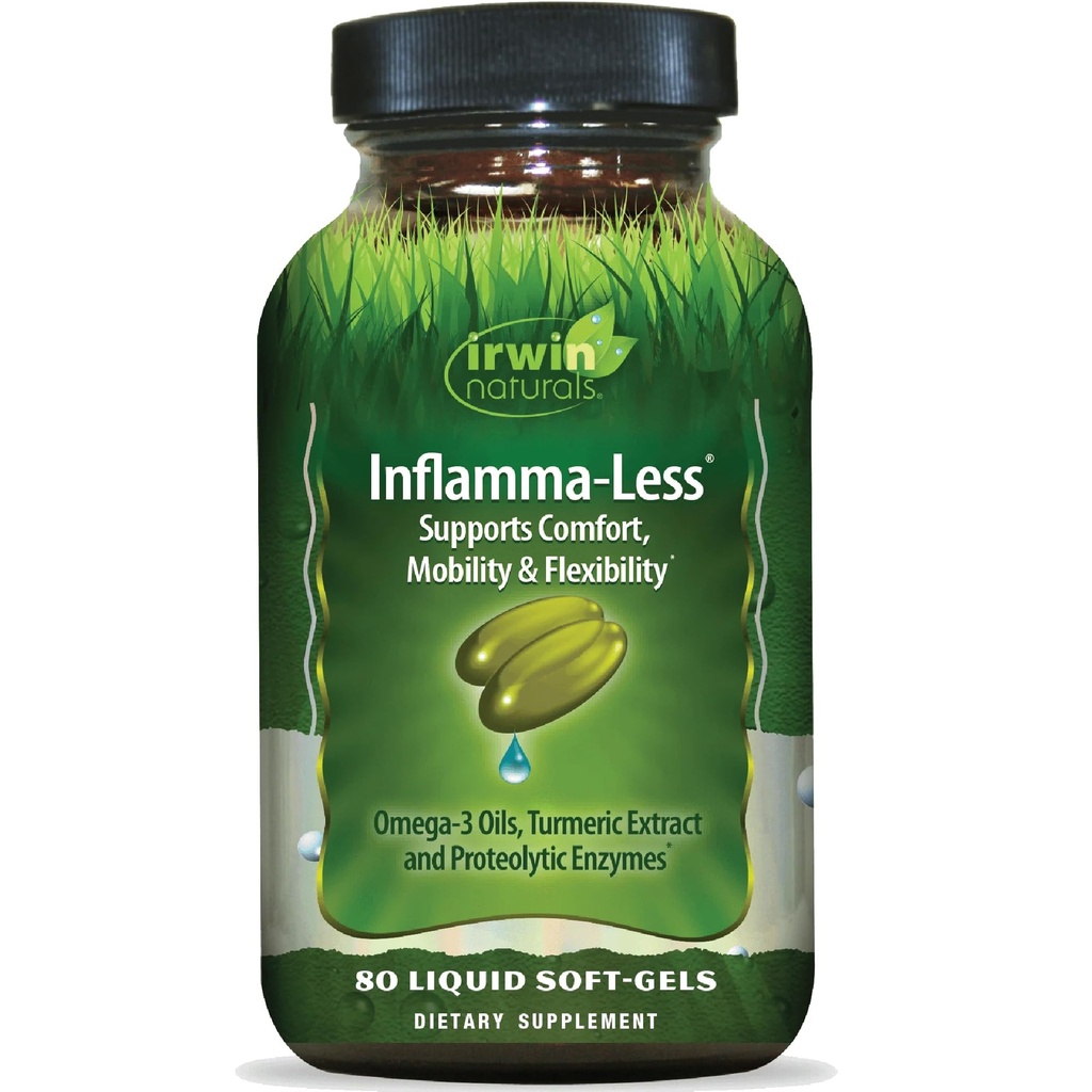 Irwin Naturals Inflamma-Less는 편안함, Mobility & Flexibility, 80 액체 Softgels를 촉진합니다.