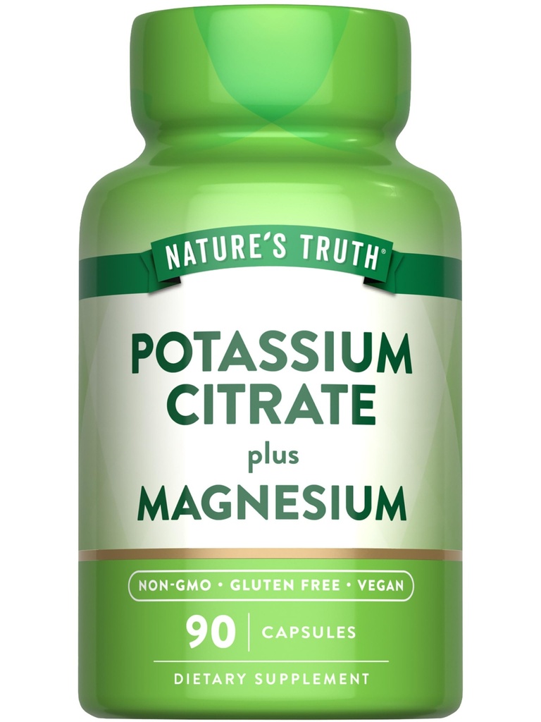 Nature's Truth Potassium 마그네슘 시트레이트 캡슐 | 90 개 | Vegan, Non-GMO & 글루텐 무료 보충