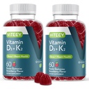 VITEEY 비타민 D3 K2 Gummies - 1000 IU 비타민 D3 및 K2 100mcg - 성인과 청소년을위한 뼈 및 심장 건강 - 채식주의, 젤라틴 무료, GMO 무료 - 맛 있는 Chewable D3K2 비타민 Strawberry 맛있은 거미