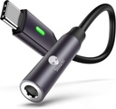 터치 USB C에서 3.5mm 동글 어댑터, USB C에서 3.5mm 헤드폰 잭 Hi-Fi DAC 아이폰과 호환 15 픽셀 8 7/6a/6/5, iPad 미니 6, 삼성 갤럭시 S22/S21/S20 플러스 울트라, 참고 20/10- 그레이